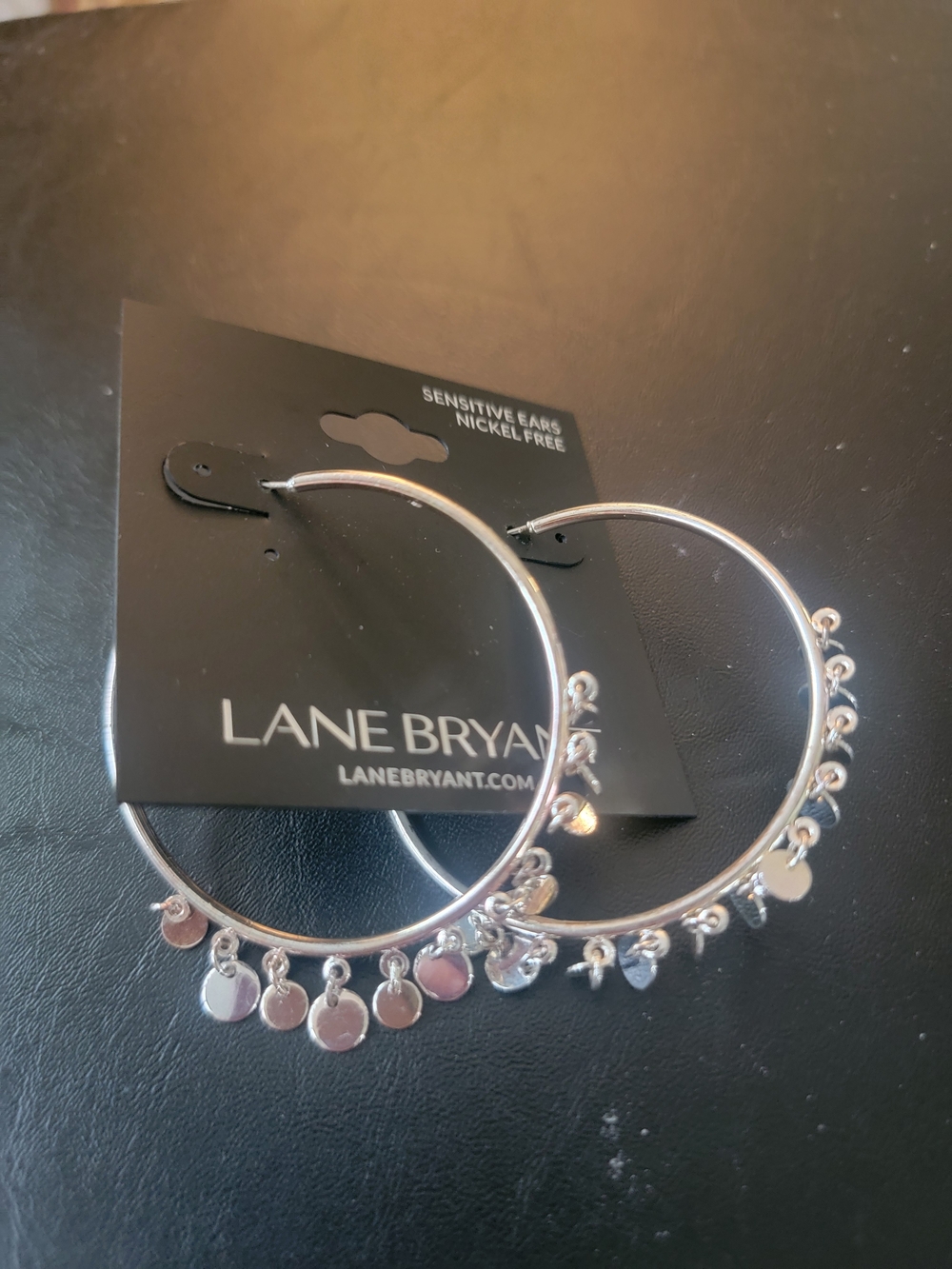 Lane Bryant Silver Hoop Earrings with Dangle Discs